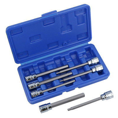 Metric MM Long Allen Hex Key Sockets 3mm to 10mm 7pc Set 3/8in Drive