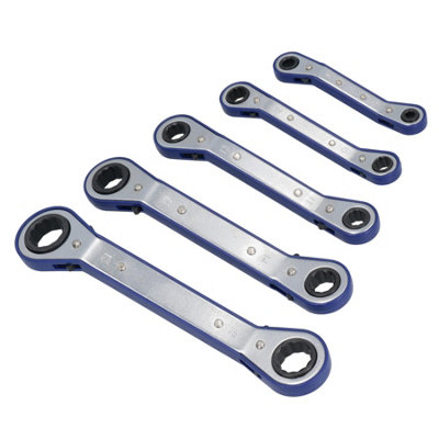 Metric MM Reversible Ratchet Offset Ring Spanner Wrench 6mm - 21mm 5pc