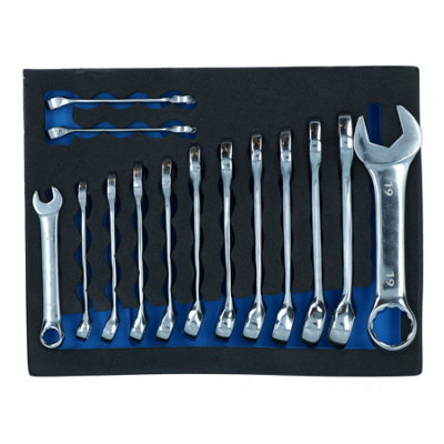Metric MM Stubby Combination Spanner Wrench 6mm - 19mm 14pc In EVA Tray