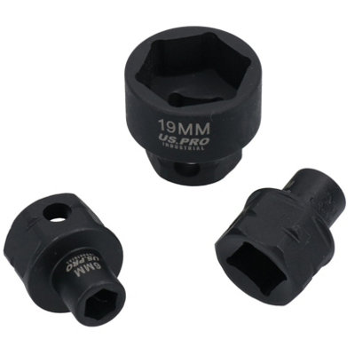 Metric Stubby 3/8" Drive Shallow Sockets With Hex Shank 6mm - 19mm 14pc Set