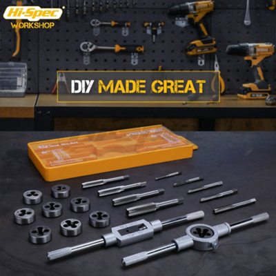 Metric Tap & Die Set Complete M3 to M12 Tapping and Threading Tools Hi-Spec 20pc