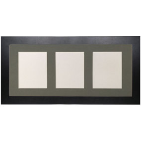 Metro Black Frame with Dark Grey Mount for 3 Image Sizes 7 x 5 Inch