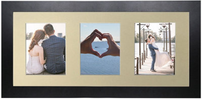 Metro Black Frame with Ivory Mount for 3 Image Sizes 7 x 5 Inch