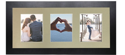 Metro Black Frame with Light Grey Mount for 3 Image Sizes 7 x 5 Inch