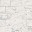 Metro Brick Marble Wallpaper Silver Crown M1509
