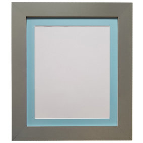 Metro Dark Grey Frame with Blue Mount for Image Size 10 x 4 Inch