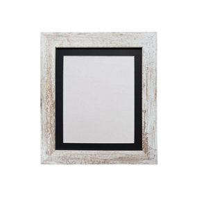 Metro Distressed White Frame with Black Mount for Image Size 14 x 8 Inch