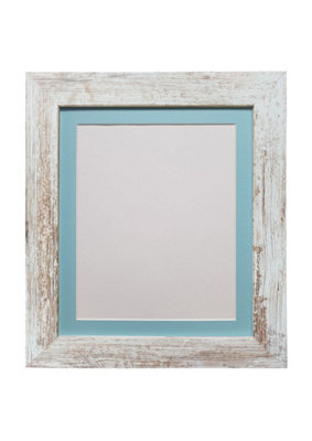 Metro Distressed White Frame with Blue Mount A2 Image Size A3