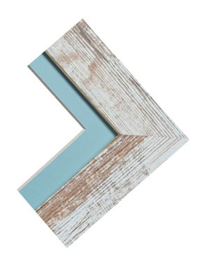 Metro Distressed White Frame with Blue Mount for Image Size 12 x 8 Inch