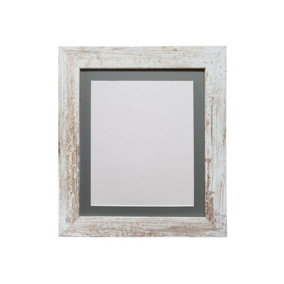 Metro Distressed White Frame with Dark Grey Mount 40 x 50CM Image Size A3