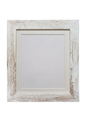 Metro Distressed White Frame with Ivory Mount for Image Size 24 x 20 Inch