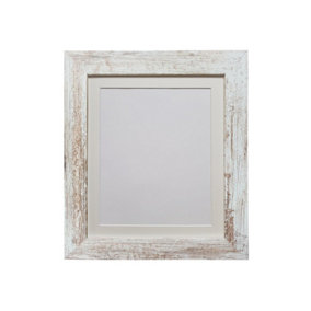 Metro Distressed White Frame with Ivory Mount for Image Size 40 x 30 CM