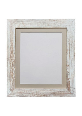 Metro Distressed White Frame with Light Grey Mount 30 x 40CM Image Size 12 x 10 Inch