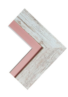 Metro Distressed White Frame with Pink Mount for Image Size 10 x 4 Inch