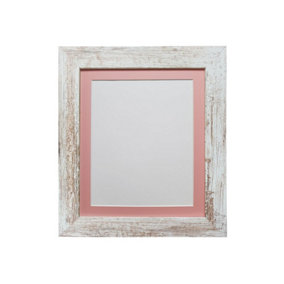 Metro Distressed White Frame with Pink Mount for Image Size 45 x 30 CM