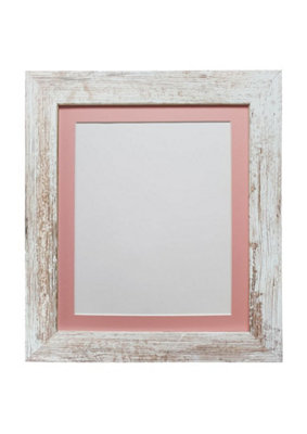 Metro Distressed White Frame with Pink Mount for Image Size 6 x 4 Inch