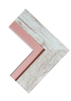 Metro Distressed White Frame with Pink Mount for Image Size A2