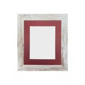 Metro Distressed White Frame with Red Mount for Image Size 45 x 30 CM