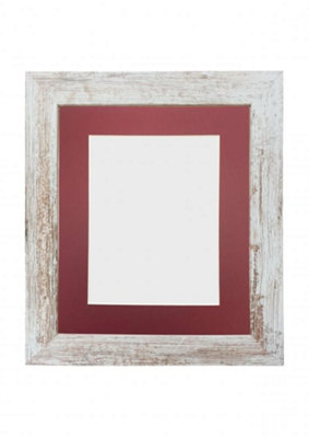 Metro Distressed White Frame with Red Mount for ImageSize A2