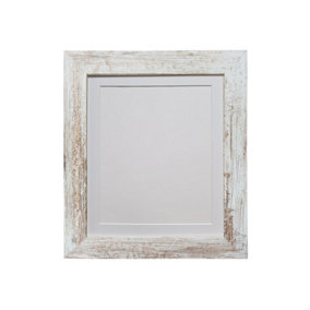 Metro Distressed White Frame with White Mount for Image Size 10 x 4 Inch