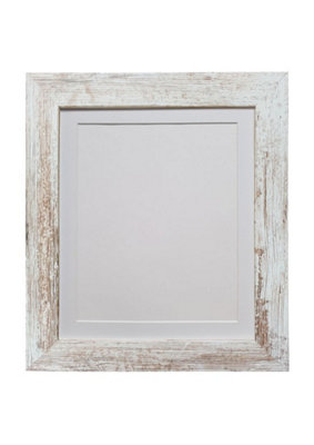 Metro Distressed White Frame with White Mount for Image Size 50 x 40 CM