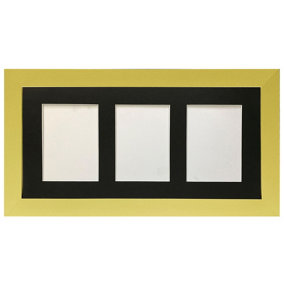 Metro Gold Frame with Black Mount for 3 Image Sizes 7 x 5 Inch