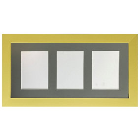 Metro Gold Frame with Dark Grey Mount for 3 Image Sizes 7 x 5 Inch