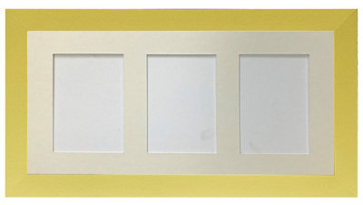 Metro Gold Frame with Ivory Mount for 3 Image Sizes 7 x 5 Inch