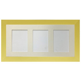 Metro Gold Frame with Ivory Mount for 3 Image Sizes 7 x 5 Inch