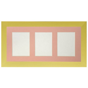 Metro Gold Frame with Pink Mount for 3 Image Sizes 7 x 5 Inch