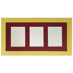 Metro Gold Frame with Red Mount for 3 Image Sizes 7 x 5 Inch