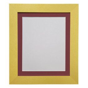 Metro Gold Frame with Red Mount for Image Size 14 x 8 Inch