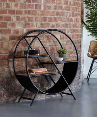 Metro Industrial Round Open Bookcase