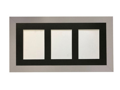 Metro Light Grey Frame with Black Mount for 3 Image Sizes 7 x 5 Inch