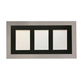 Metro Light Grey Frame with Black Mount for 3 Image Sizes 7 x 5 Inch