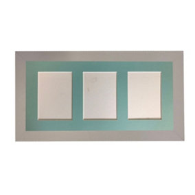 Metro Light Grey Frame with Blue Mount for 3 Image Sizes 7 x 5 Inch