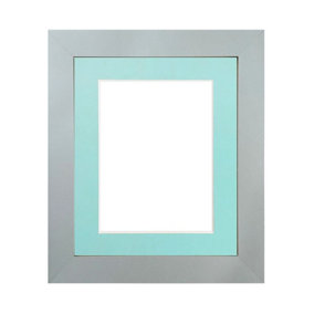 Metro Light Grey Frame with Blue Mount for Image Size 10 x 8 Inch