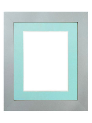 Metro Light Grey Frame with Blue Mount for Image Size 50 x 40 CM