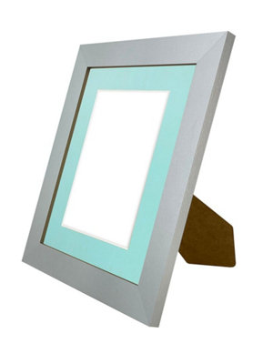 Metro Light Grey Frame with Blue Mount for Image Size 7 x 5 Inch