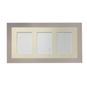 Metro Light Grey Frame with Ivory Mount for 3 Image Sizes 7 x 5 Inch