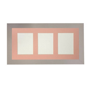 Metro Light Grey Frame with Pink Mount for 3 Image Sizes 7 x 5 Inch