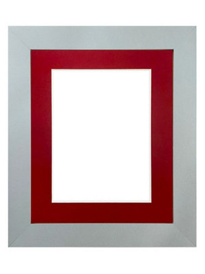 Metro Light Grey Frame with Red Mount for Image Size 14 x 11 Inch