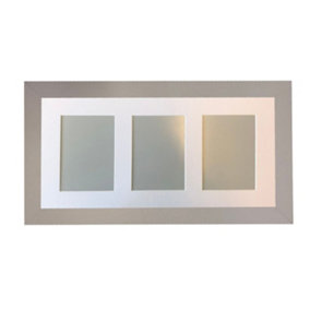 Metro Light Grey Frame with White Mount for 3 Image Sizes 7 x 5 Inch