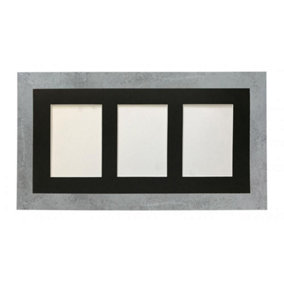 Metro Mineral Grey Frame with Black Mount for 3 Image Sizes 7 x 5 Inch