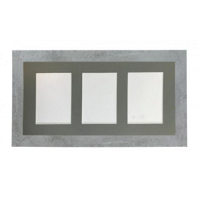 Metro Mineral Grey Frame with Dark Grey Mount for 3 Image Sizes 7 x 5 Inch