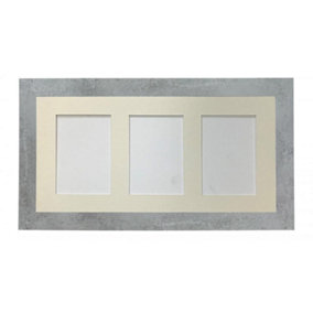 Metro Mineral Grey Frame with Ivory Mount for 3 Image Sizes 7 x 5 Inch