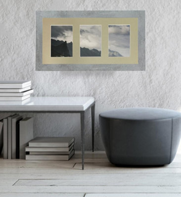 Metro Mineral Grey Frame with Light Grey Mount for 3 Image Sizes 7 x 5 Inch