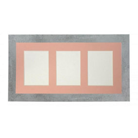 Metro Mineral Grey Frame with Pink Mount for 3 Image Sizes 7 x 5 Inch