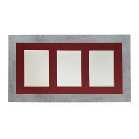 Metro Mineral Grey Frame with Red Mount for 3 Image Sizes 7 x 5 Inch
