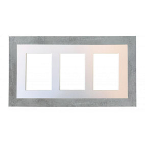 Metro Mineral Grey Frame with White Mount for 3 Image Sizes 7 x 5 Inch